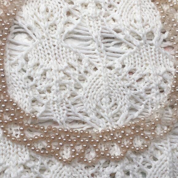 Vintage Faux Pearl Bib Scalloped Beaded Necklace - Picture 8 of 10